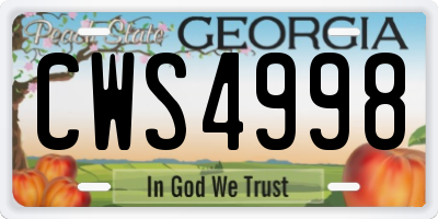 GA license plate CWS4998