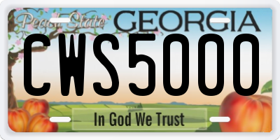 GA license plate CWS5000
