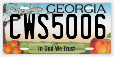 GA license plate CWS5006