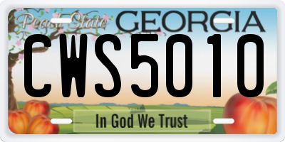 GA license plate CWS5010