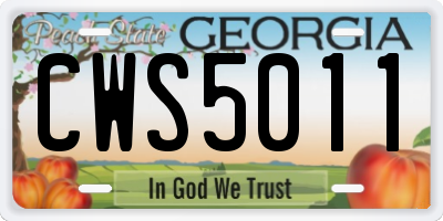 GA license plate CWS5011