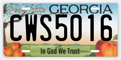 GA license plate CWS5016