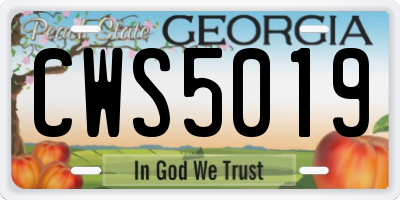 GA license plate CWS5019