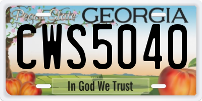 GA license plate CWS5040