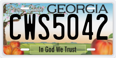 GA license plate CWS5042