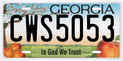 GA license plate CWS5053