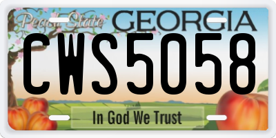 GA license plate CWS5058
