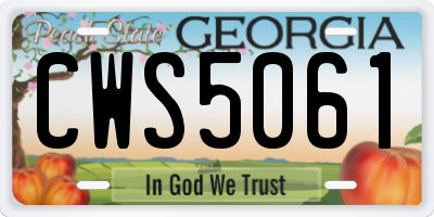 GA license plate CWS5061