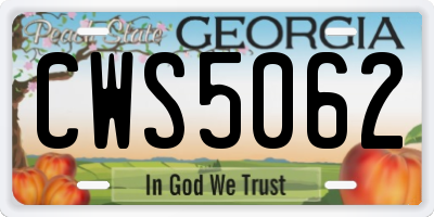GA license plate CWS5062