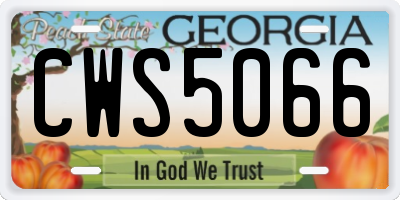 GA license plate CWS5066