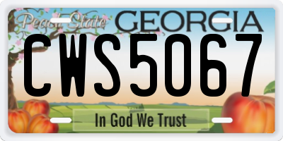 GA license plate CWS5067