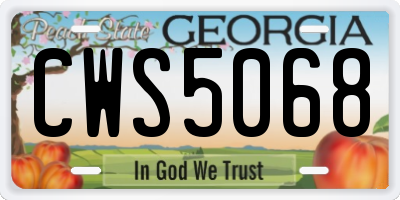 GA license plate CWS5068