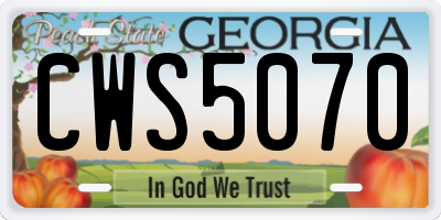GA license plate CWS5070