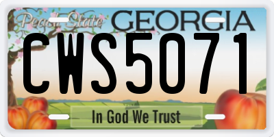 GA license plate CWS5071