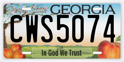 GA license plate CWS5074