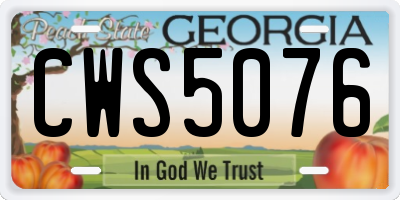 GA license plate CWS5076