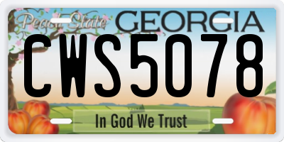 GA license plate CWS5078