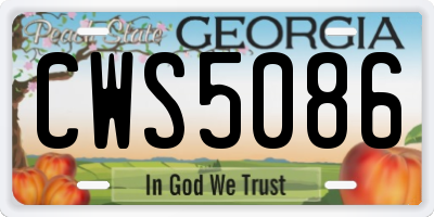 GA license plate CWS5086