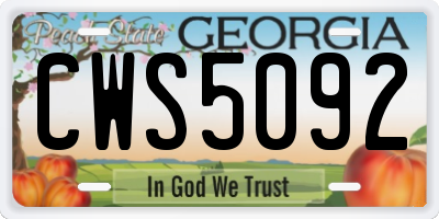 GA license plate CWS5092