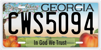 GA license plate CWS5094