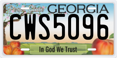 GA license plate CWS5096
