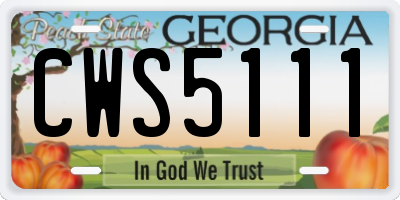 GA license plate CWS5111