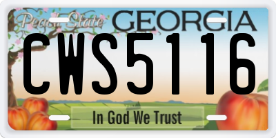 GA license plate CWS5116