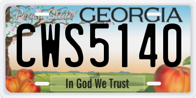 GA license plate CWS5140