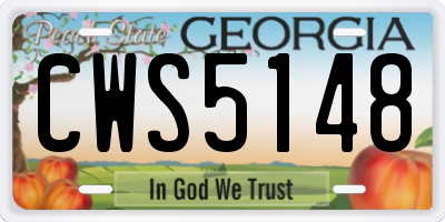 GA license plate CWS5148