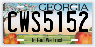 GA license plate CWS5152