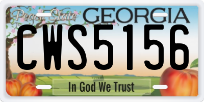GA license plate CWS5156