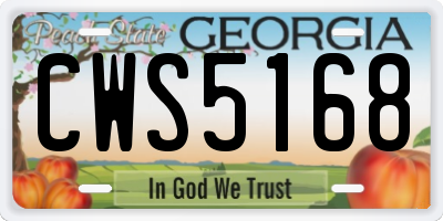 GA license plate CWS5168