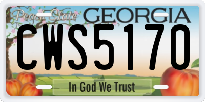 GA license plate CWS5170