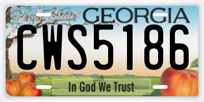 GA license plate CWS5186