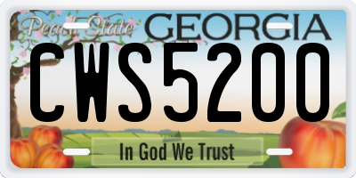 GA license plate CWS5200