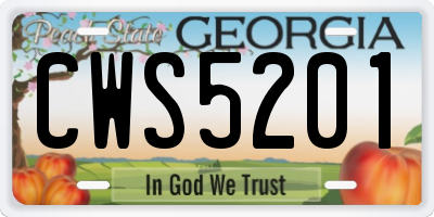 GA license plate CWS5201