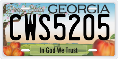 GA license plate CWS5205