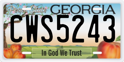GA license plate CWS5243