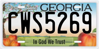 GA license plate CWS5269