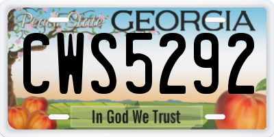 GA license plate CWS5292