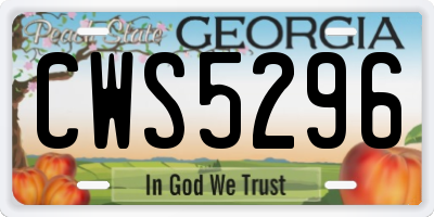 GA license plate CWS5296