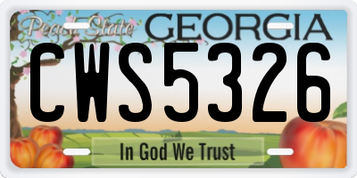 GA license plate CWS5326