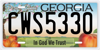 GA license plate CWS5330
