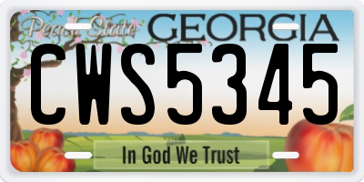 GA license plate CWS5345