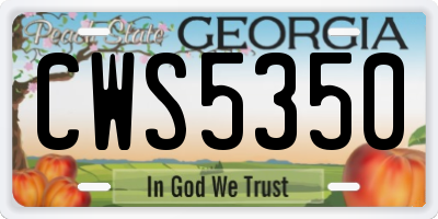GA license plate CWS5350