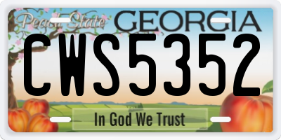 GA license plate CWS5352