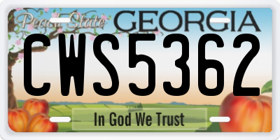 GA license plate CWS5362
