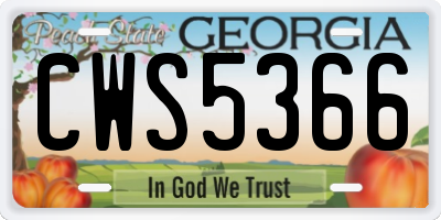 GA license plate CWS5366