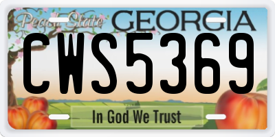 GA license plate CWS5369