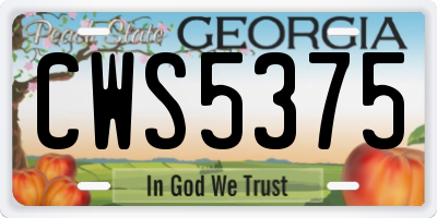 GA license plate CWS5375